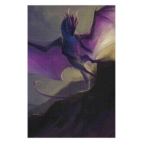 Puzzle 1000 Teile für Erwachsene, Puzzlespiel, Kinderpuzzle, Spielzeug, Heimdekoration, Landschaft, Fliegender Drache, 26 x 38 cm, c387gy von HNBDE