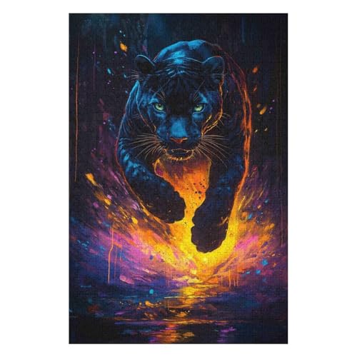 Puzzle 1000 Teile für Erwachsene, Steine, 1000-teiliges Puzzle für Erwachsene - Schwarzer Panther, Papierpuzzle 38 * 52cm von HNBDE