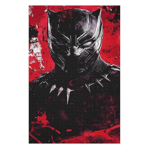 Puzzle für Erwachsene, 1000 Teile, Black Panther, Filmpuzzle für Kinder, Lernspielzeug, Denkspiel, Geschenk, Teenager, DIY-Home-Entertainment-Spielzeug 26 x 38 cm von HNBDE