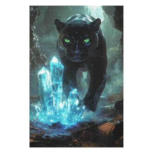 Puzzle für Erwachsene, 1000 Teile, Black Panther, Filmpuzzle für Kinder, Lernspielzeug, Denkspiel, Geschenk, Teenager, DIY-Home-Entertainment-Spielzeug 26 x 38 cm von HNBDE