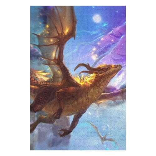 Puzzle für Erwachsene, 1000 Teile, Fliegender Drache, Filmpuzzle für Kinder, Lernspielzeug, Denkspiel, Geschenk, Teenager, DIY-Home-Entertainment-Spielzeug 26 * 38cmc252gy von HNBDE