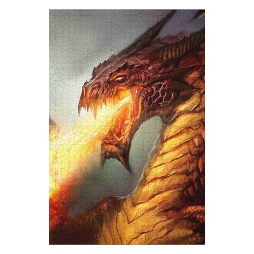 Puzzle für Erwachsene, 1000 Teile, Fliegender Drache, Filmpuzzle für Kinder, Lernspielzeug, Denkspiel, Geschenk, Teenager, DIY-Home-Entertainment-Spielzeug 26 * 38cmc381gy von HNBDE