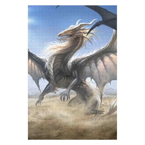 Puzzle für Erwachsene, 1000 Teile, Fliegender Drache, Filmpuzzle für Kinder, Lernspielzeug, Denkspiel, Geschenk, Teenager, DIY-Home-Entertainment-Spielzeug 26 * 38cmc69gy von HNBDE