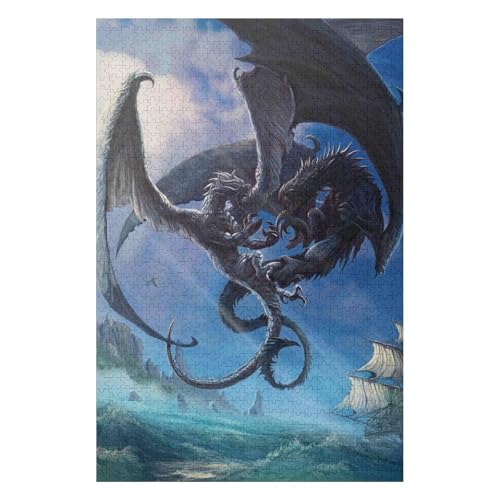 Puzzle für Erwachsene 1000 Teile Sport -Fliegender Drache- Puzzles für Kinder Lernspielzeug Denkspiel Geschenk Teenager DIY Home-Entertainment-Spiel 26 * 38cmc385gy von HNBDE