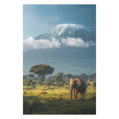 Puzzles 1000 Pieces for Adults Jigsaw Puzzles for Adults 1000 Piece Puzzle Educational Games Home Decoration Puzzle-Mount Kilimanjaro(50 * 70cm) von HNBDE