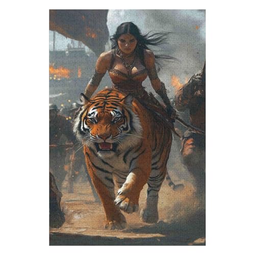 Puzzles 1000 Pieces for Adults Jigsaw Puzzles for Adults 1000 Piece Puzzle Educational Games Home Decoration Puzzle-Tiger Woman(50 * 70cm) von HNBDE