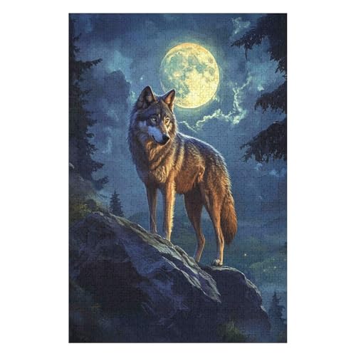 Puzzles 1000 Pieces for Adults Jigsaw Puzzles for Adults 1000 Piece Puzzle Educational Games Home Decoration Puzzle-Wolf(26 * 38cm) von HNBDE