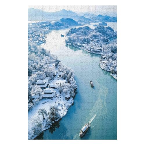 Puzzles 1000 Pieces for Adults Jigsaw Puzzles for Adults 1000 Piece Puzzle Educational Games-Songhua River-Home Decoration Puzzle 1000 Pieces(26 * 38cm) von HNBDE