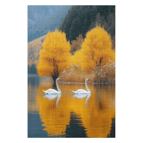 Puzzles 1000 Pieces for Adults Jigsaw Puzzles for Adults 1000 Piece Puzzle Educational Games-Swan-Home Decoration Puzzle(50 * 70cm) von HNBDE