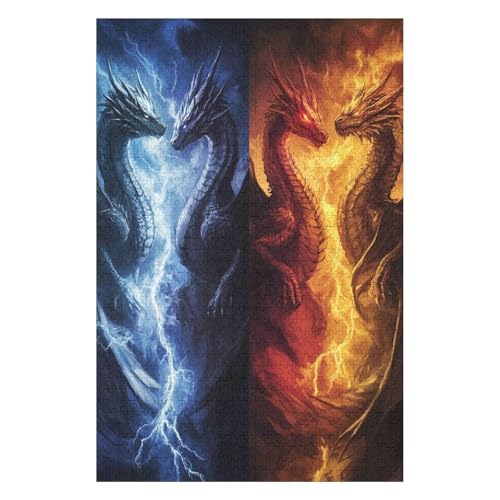 Puzzles 1500 Pieces for Adults Jigsaw Puzzles for Adults 1500 Piece Puzzle Educational Games-Four-Color Dragon Puzzles(57 * 87cm) von HNBDE