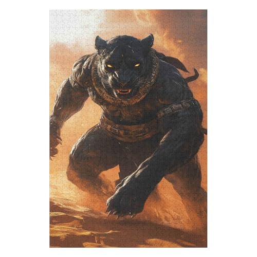 Puzzles - Black Panther Jigsaw - 1000-teiliges Puzzle für Erwachsene, vom Künstler illustriert, malerische Landschaft, Deluxe-Puzzle 38 * 52cm von HNBDE