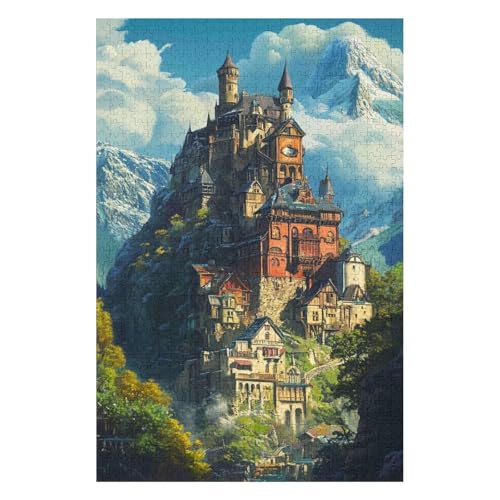 Puzzles -Castle Jigsaw - 1000 Piece Jigsaws for Adults, Artist Illustrated, Scenic Landscape, Deluxe Puzzle38*52cm von HNBDE