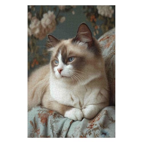 Puzzles -Cat Ragdoll Cat Jigsaw - 1000 Piece Jigsaws for Adults, Artist Illustrated, Scenic Landscape, Deluxe Puzzle38*52cm von HNBDE