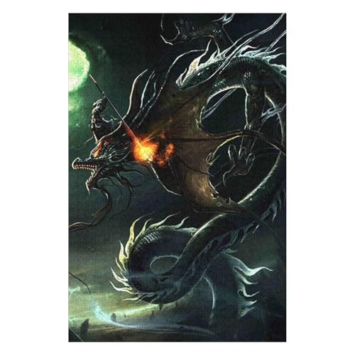 Puzzles - Fliegender Drache - 1000-teiliges Puzzle für Erwachsene, illustriert vom Künstler, malerische Landschaft, Deluxe-Puzzle 50 * 70cm c473gy von HNBDE