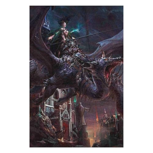 Puzzles - Fliegender Drache - 1000-teiliges Puzzle für Erwachsene, vom Künstler illustriert, malerische Landschaft, Deluxe-Puzzle 50 * 70cm c302gy von HNBDE