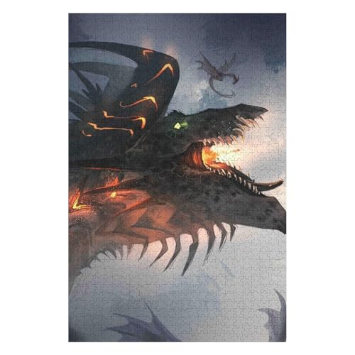 Puzzles -Flying Dragon Jigsaw - 1000 Piece Jigsaws for Adults, Artist Illustrated, Scenic Landscape, Deluxe Puzzle 50 * 70cm von HNBDE