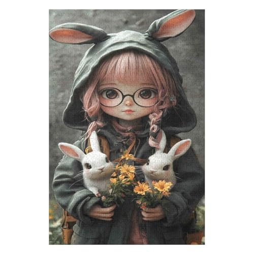 Puzzles for Adults 1000 Pieces Sports -Rabbit Girl- Puzzles for Children Learning Toy Intellectual Game Gift Teens DIY Home Entertainment Toy(50 * 70cm) von HNBDE