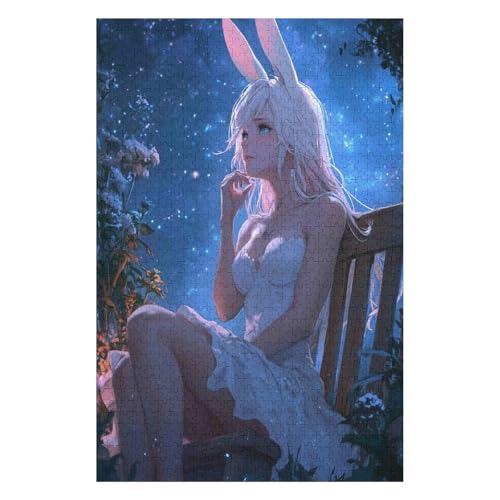 Rabbit Girl，| 1500 Piece Jigsaw Puzzle | Vintage Jigsaw Puzzle | Sustainable Puzzle for Adults | Premium 100% Recycled Board | Great Gift for Adults |(57 * 87cm) von HNBDE