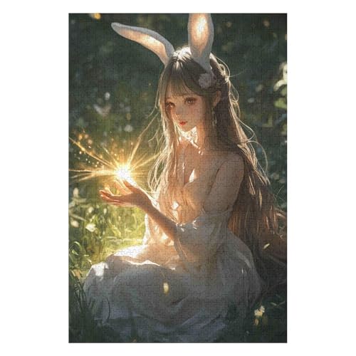 Rabbit Girl，Puzzles 1000 Pieces for Adults Jigsaw Puzzles Birthday Gift for Kids Teens Family Home Decor-Style -1000PCS-Style(26 * 38cm) von HNBDE