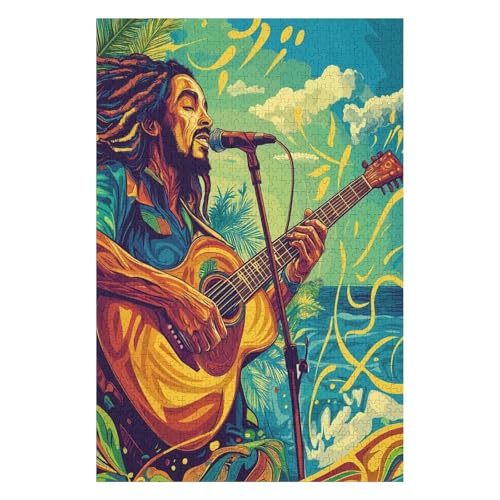 Reggae Bob Marley，Puzzles 1500 Pieces for Adults Jigsaw Puzzles Birthday Gift for Kids Teens Family Home Decor-Style -1500PCS-Style(57 * 87cm) von HNBDE