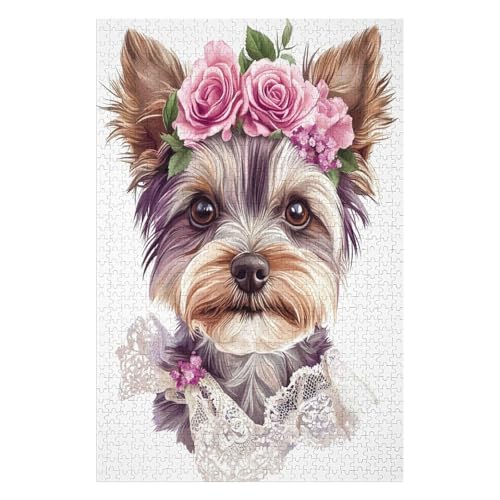 Yorkshire Terrier 1000 Piece Jigsaw Puzzles for Adults - Fun, Challenging & Brainteasing Adults Jigsaw Puzzle - Uncover The Puzzle - 100% Recycled Cardboard - 1000pcs -(50 * 70cm) von HNBDE