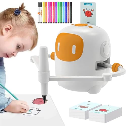 HNBYLMM Magischer Zeichenroboter, Zeichenroboter für über 5-Jährige, Sprachinteraktiver Pädagogischer Zeichenroboter für Kinder, Intelligenter Zeichenroboter mit 100 Wortkarten,White von HNBYLMM