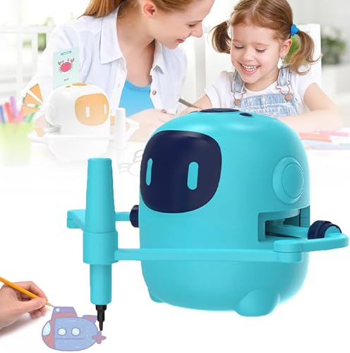 HNBYLMM Robot Drawing Toy Magic Drawing Robot Drawing Robot for Over 5 Years Old Voice Interactive Educational Drawing Robot for Kids Smart Drawing Robot with 100 Word Cards,Blue von HNBYLMM