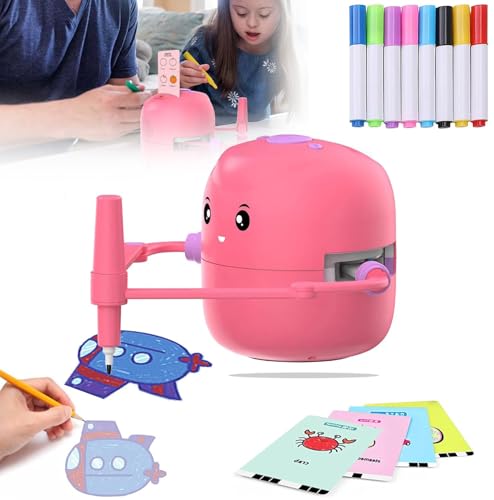 HNBYLMM Zeichenroboter – Magischer Zeichenroboter für über 5-Jährige, Sprachinteraktiver Pädagogischer Zeichenroboter für Kinder, Intelligenter Zeichenroboter mit 100 Wortkarten,Pink von HNBYLMM