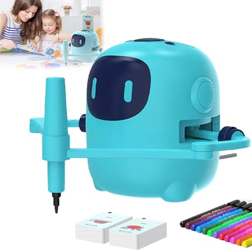 HNBYLMM Zeichenroboter mit 100 Karten - Zeichenroboter für Kinder - Sprachinteraktiver Magischer Zeichenroboter - Intelligenter Zeichenroboter - Montessori-Lernspielzeug für Kinder ab 5 Jahren,Blue von HNBYLMM