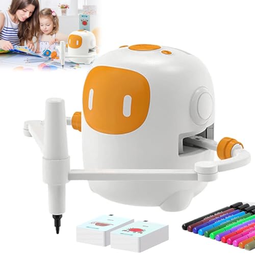 HNBYLMM Zeichenroboter mit 100 Karten - Zeichenroboter für Kinder - Sprachinteraktiver Magischer Zeichenroboter - Intelligenter Zeichenroboter - Montessori-Lernspielzeug für Kinder ab 5 Jahren,White von HNBYLMM