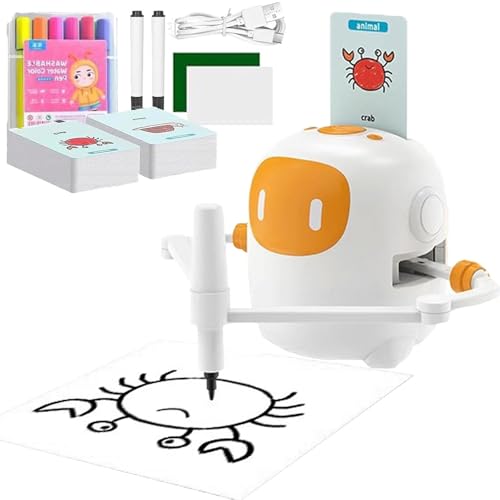 Zeichenroboter für Kinder, Magischer Zeichenroboter mit 100 Zeichenkarten, USB Wiederaufladbarer Zeichenroboter, Sprachinteraktion Zeichenroboter, für Kinder im Alter von 4 bis 12 Jahren,White von HNBYLMM