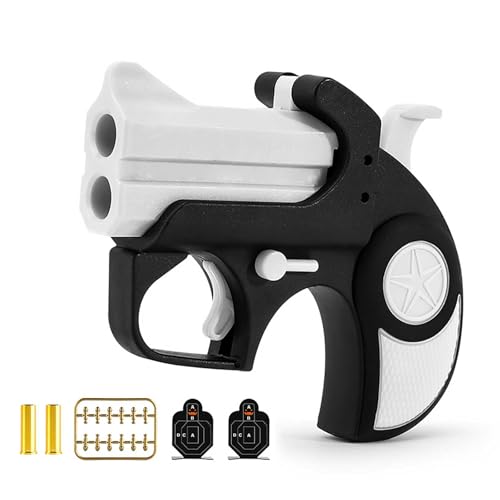 HNSYPX Fidget Soft Bullet Guns Toy +12 Soft Bullet,Spielzeugpistole DoppelläUfige Feuerung 8-10m Lange Reichweite Tragbar Kreativ,Spielzeug Waffen Modisch Sicher Langlebig von HNSYPX