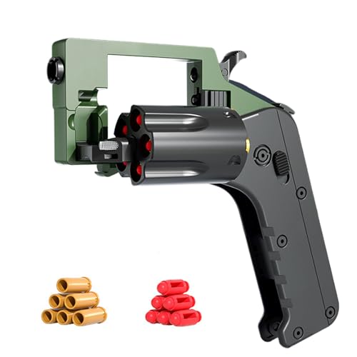 Revolver-Stil Fidget Soft Bullet Guns Toy 5 Serien-Starts, Anti Stress Spielzeug +36 Weiche Patronen Zusammenklappbar Sicher GroßE Reichweite, Antistress Spielzeug Tragbar Kreativ (Green) von HNSYPX