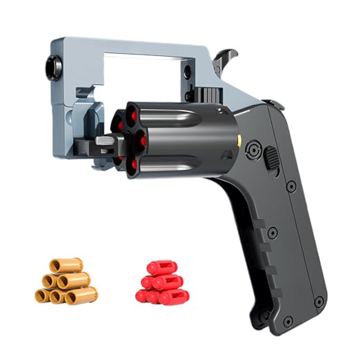 Revolver-Stil Fidget Soft Bullet Guns Toy 5 Serien-Starts, Anti Stress Spielzeug +36 Weiche Patronen Zusammenklappbar Sicher GroßE Reichweite, Antistress Spielzeug Tragbar Kreativ (Grey) von HNSYPX