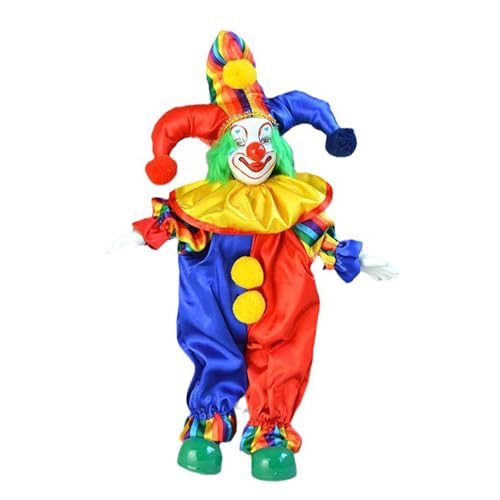 HNsdsvcd 38 cm Lächelnde Porzellan Clownpuppen Mit Beweglichen Gelenken Für Kinder Geburtstagsgeschenk Halloween Weihnachtstischdekoration von HNsdsvcd