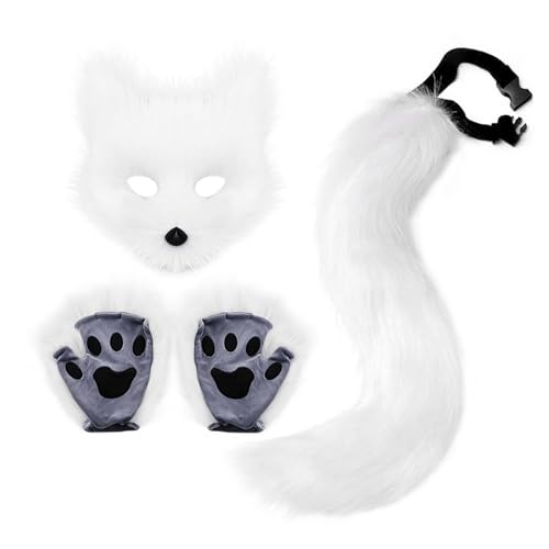 HNsdsvcd Halloween-Füchse Cosplay-Set, Tier-Kostüm, inklusive Plüschschwanz-Handschuhen für Erwachsene, Cosplay, Party, Halloween HNsdsvcd Halloween-Füchse Cosplay-Set, Tier-Kostüm, inklusive Plüschschwanz-Handschuhen für Erwachsene, Cosplay, Party, Halloween von HNsdsvcd