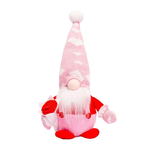 HNsdsvcd Valentinstagswichtel mit LED-Licht, Puppen-Ornament, alter Mann mit Rose, für Hochzeit, Heimdekoration, festliche Zwerge von HNsdsvcd