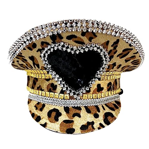 Handgefertigter Leoparden-Hut mit Strasssteinen, Party-Outfit, Accessoire für Erwachsene, Damen, Kostümzubehör, Damenhut von HNsdsvcd
