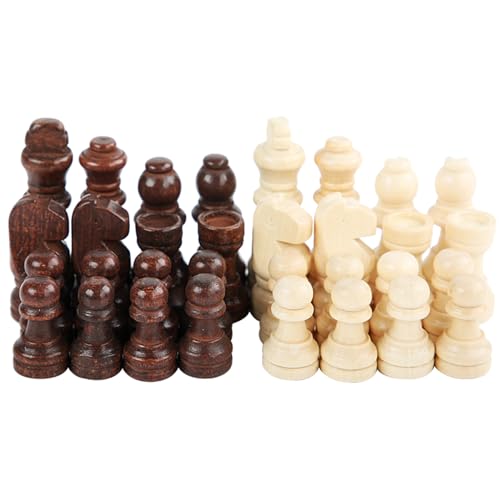 Handgeschnitzte Holzschachfiguren, tragbare Turnier-Schachfiguren, internationale Schachfiguren für Schachbrettspiel, tragbare Holzschachfiguren, handgeschnitzte Figur, 32 Stück von HNsdsvcd