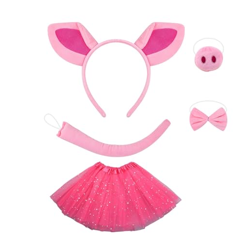 Piggy Tail Kostüm mit Schweine-Nase, Stirnband, Handschuh, Rock und Fliege, Halloween-Kostüm für Kinder, Jungen, Mädchen, Halloween Piggy Tail Kostüm mit Schweine-Nase, Stirnband, Handschuh, Rock und Fliege, Halloween-Kostüm für Kinder, Jungen, Mädchen, Halloween von HNsdsvcd