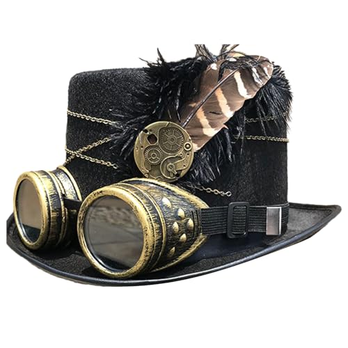 Vintage Viktorianischer Zylinderhut Filz Steampunk Cap Maskerade Kopfbedeckung Halloween Zubehör Cosplay Party Magier Hut Steampunk Zylinder für Partys von HNsdsvcd