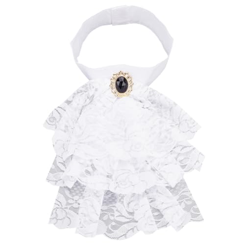 HOBBIESAY 1 Stück Weißer Jabot Kragen Spitzen Jabot Krawatte Gerüschter Abnehmbarer Kragen Weißer Kolonialkragen Kostümzubehör Für Damen Outfits Cosplay Kostüm von HOBBIESAY