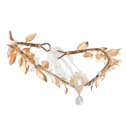 HOBBIESAY Gold Fee Blumen Stirnband Hochzeit Haarranke Stirnband Blattgold Braut Accessoires Boho Stirnband Für Frauen Braut Kopfschmuck Cosplay Geburtstagsabschlussball Partys von HOBBIESAY