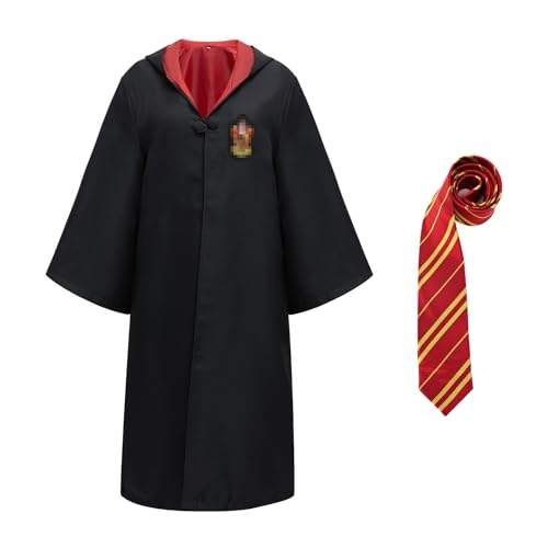 HOBBOY Magier Robe Kostüm Kinder mit Krawatte, Cosplay Kostüm Zauberakademie Umhang Zauberer Kostüm Jungen Mädchen Umhang Karneval Halloween Cosplay(L) von HOBBOY