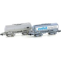 HOBBYTRAIN H23490 N 2er Set Silowagen Typ Uacs "von Roll Infratec", SBB, Ep. IV-V von HOBBYTRAIN