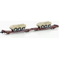 HOBBYTRAIN H23786 N Doppelflachwagen TWA 800A Laadks inkl. 2x TPz Fuchs, TWA, Ep. VI von HOBBYTRAIN