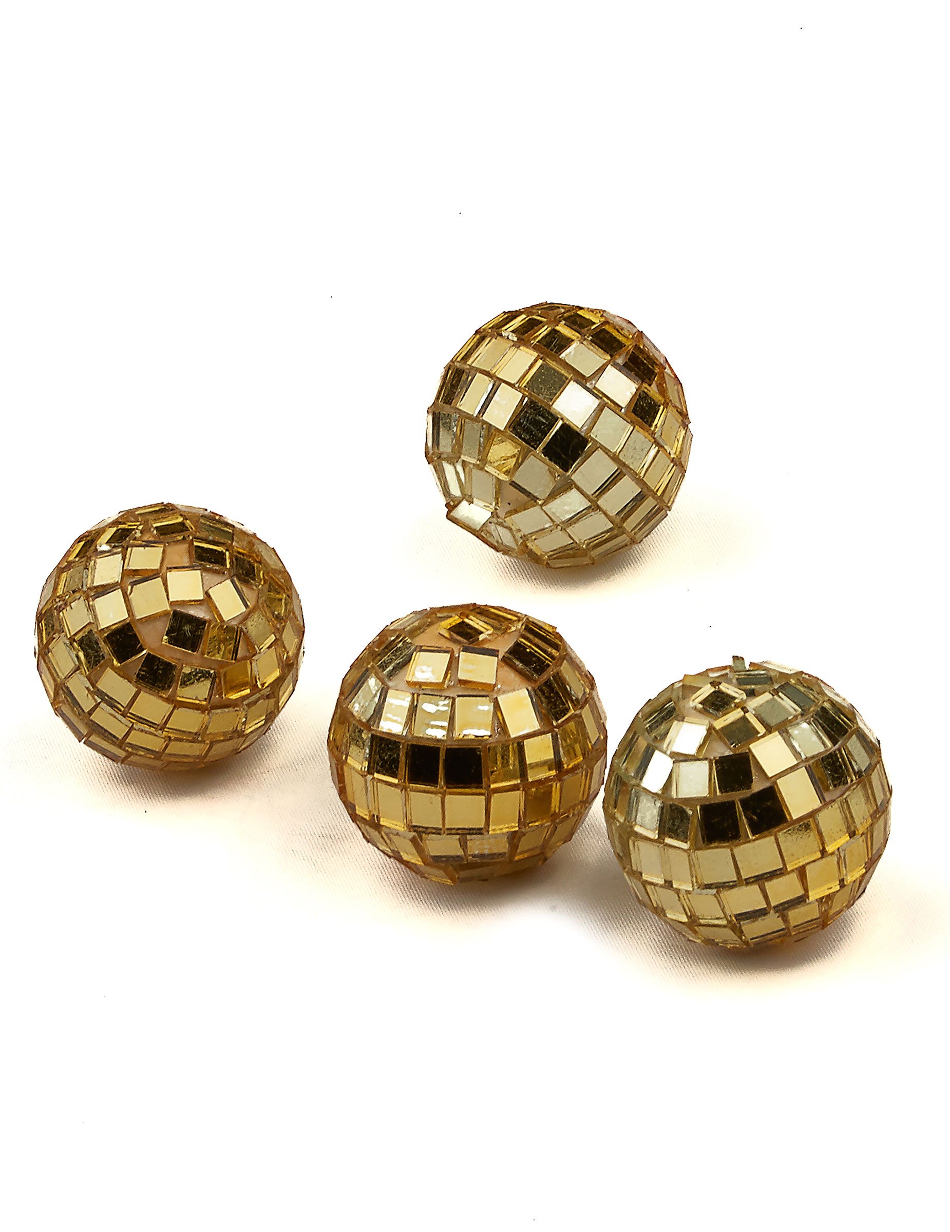 Party Zubehör Mini Discokkugeln 4 Stück gold 3,5cm von HOBI