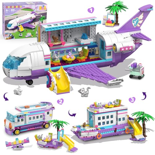 HOGOKIDS 3-in-1 Friends Flugzeug Bauspielzeug Set - 808pcs Flugzeug/Boot/Wohnmobil VanBausteine Spielzeug mit 6 Mini-Tieren, Rutschen und Aufklebern, Geschenke für Mädchen Jungen ab 8–12 Jahre+ HOGOKIDS 3-in-1 Friends Flugzeug Bauspielzeug Set - 808pcs Flugzeug/Boot/Wohnmobil VanBausteine Spielzeug mit 6 Mini-Tieren, Rutschen und Aufklebern, Geschenke für Mädchen Jungen ab 8–12 Jahre+ von HOGOKIDS