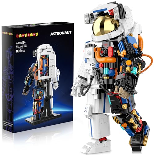 HOGOKIDS Technik Space Astronaut Bauspielzeug für Kinder - 896 Stück Weltraum Spielzeug Bauset mit Displayständer & Zwei Helm | Bausteine Modell Geschenke für 8-12+ Jahre alte Jungen Mädchen von HOGOKIDS