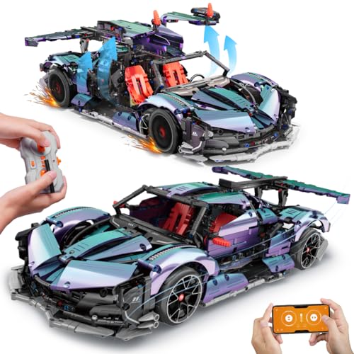 HOGOKIDS Technik Ferngesteuerter Auto Bauspielzeug - 1:10 Skala 2.4 GHz Rechargeable Drift Racing Car 2.036 Teile Rennauto Bausatz Modellauto Für Kinder Jungen Erwachsene Sammlermodell Geschenke von HOGOKIDS